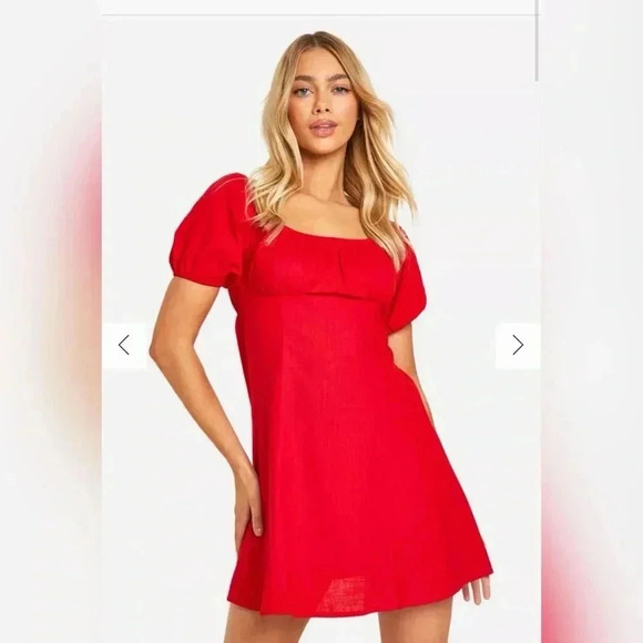 Tibi New York Red Silk Short Sleeve Baby Doll Holiday Dress Size $395 - Picture 2 of 5